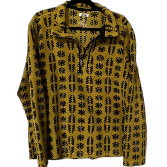 Duluth Trading Aztec Sweater Mens Large Relaxed Fit Yellow Pullover Southwestern - Picture 1 of 4